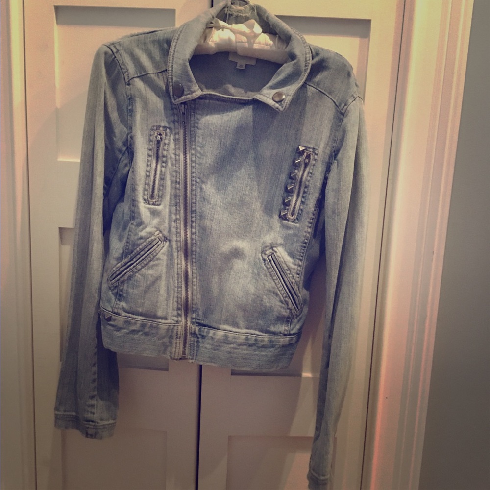 Urban Outfitters Denim asymmetrical  moto jacket